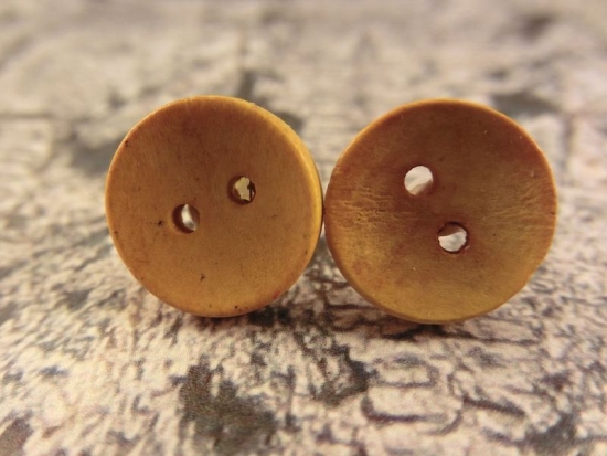 Rustikale Natur Holz Knopf Ohrstecker Button Roh